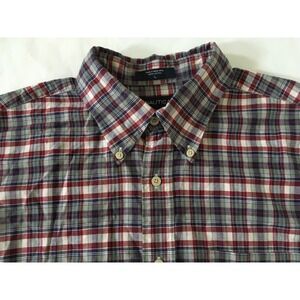 Nautica Mens Multicolor Plaid Short Sleeve Button Front Shirt Size Large Cotton